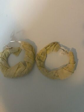 Yellow Fabric-Wrapped Hoop Earrings for Women